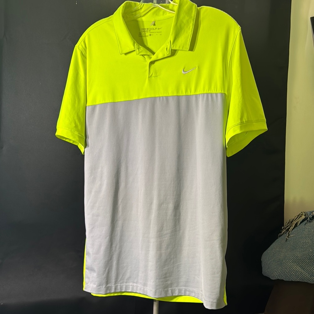 Nike Golf Dri-Fit Yellow and Gray Performance Polo